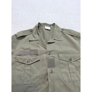 J. Veyrier Paris Vintage Military Style Olive Green‎ Shirt Short Sleeve Utility
